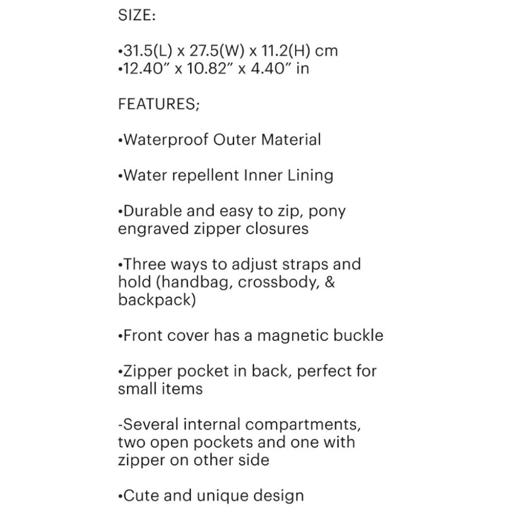 Waterproof Plaid Handbag Backpack Crossbody Bag - Picture 5 of 15